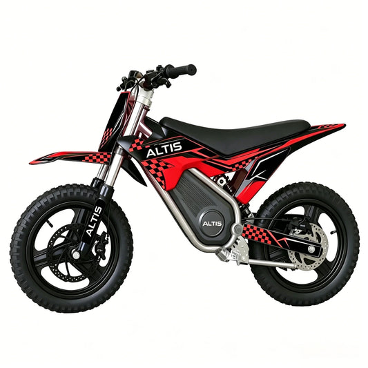800W Kids Red Electric Dirt Bike - 36V Brushless Motor, 35KM/H Max Speed, 35KM Long Range Off-Road E-Bike