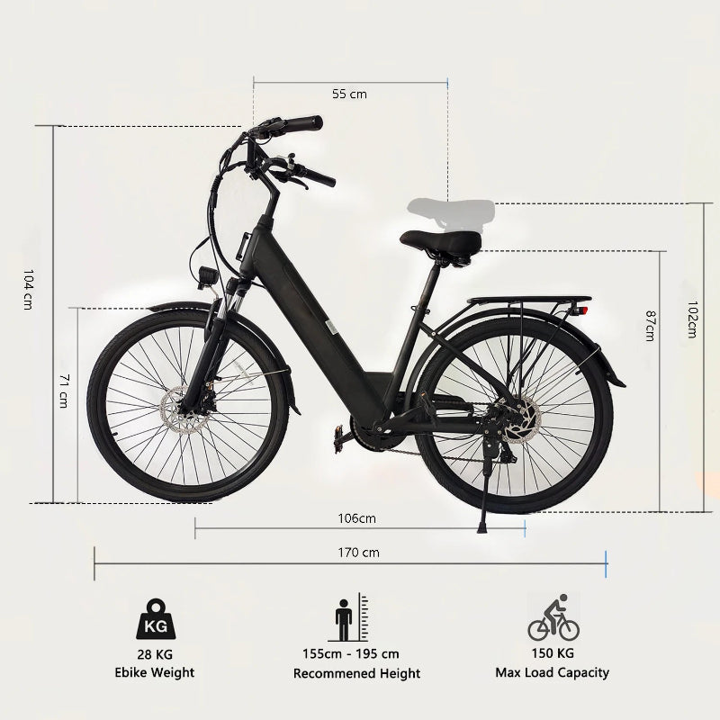 2PC Ebike Long Range Electric Bicycle 250W Lady Citybike
