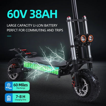 3000W × 2 Dual-Motor Off-Road Electric Scooter | 60V 38Ah Battery, 70 km Range