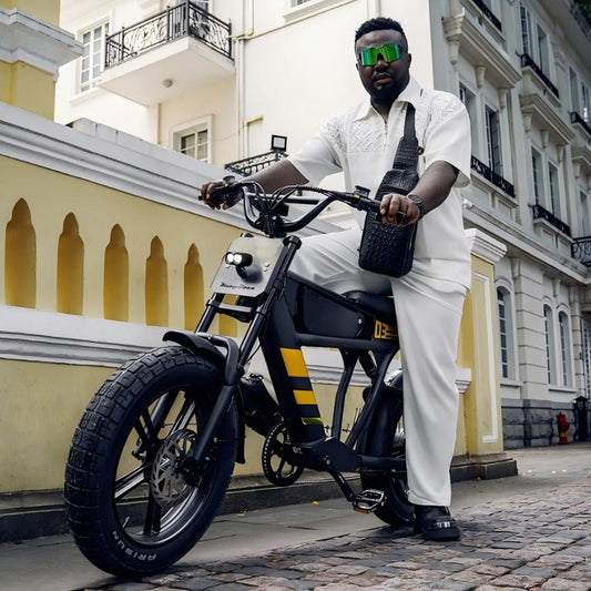 Chopper Electric Bicycle 750W yellow black fat tires for adults