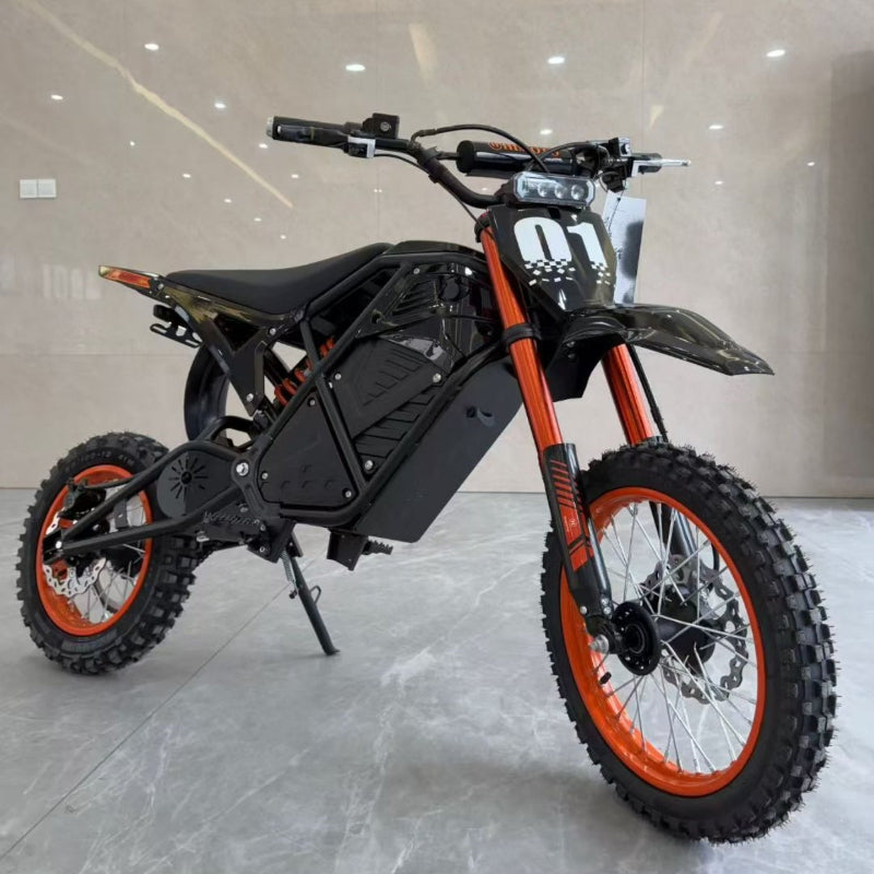 8KW 72V Electric Dirt Bike | 85km Range & High-Performance Off-Road adult black orange color best sale