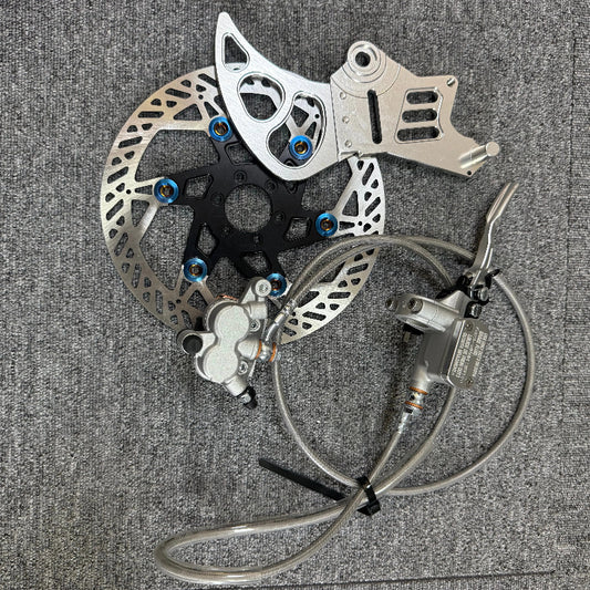 Dual Caliper Upgrade with 7075 Aluminum Adapter & 2Cr13 Disc, OEM Fitment for Electric Dirt Bike