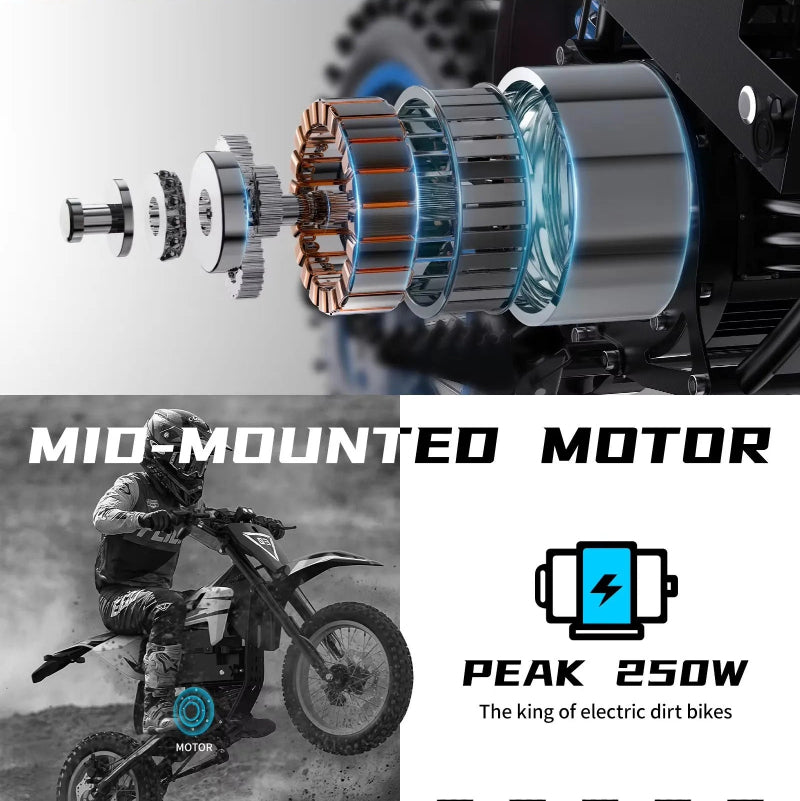 Fat Tire teenager Kids Electric E Dirt Bike Bicycle blue color