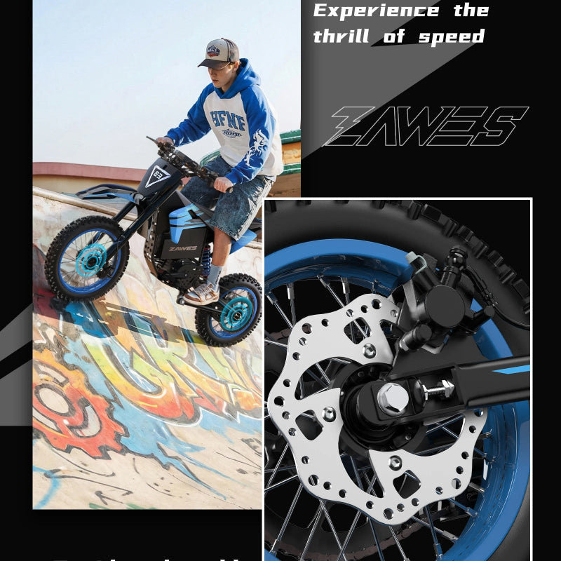 Fat Tire teenager Kids Electric E Dirt Bike Bicycle blue color