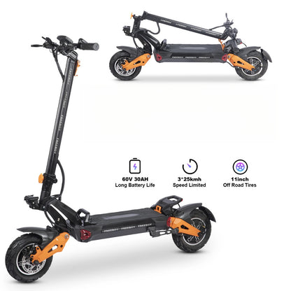 Foldable off-road electric scooter with dual motor and 11-inch tires