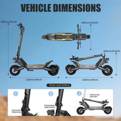 gosparkride Freeboy 11 Inch Fat Tire Electric Scooter | 1200W Off Road E Scooter with 50km Range, Full Suspension & Dual Disc Brake