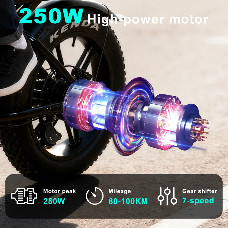 Hot Sale 20-Inch Fat Tire Ebike | 250W Chain Drive Road & MTB
