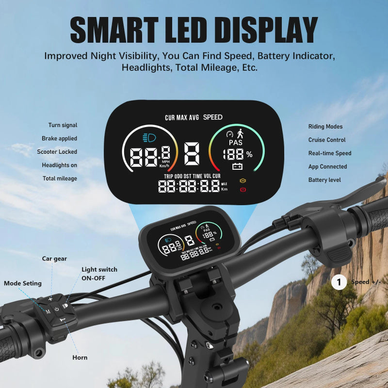 gosparkride Freeboy 11 Inch Fat Tire Electric Scooter 1200W Off Road E Scooter with 50km Range, Full Suspension & Dual Disc Brake